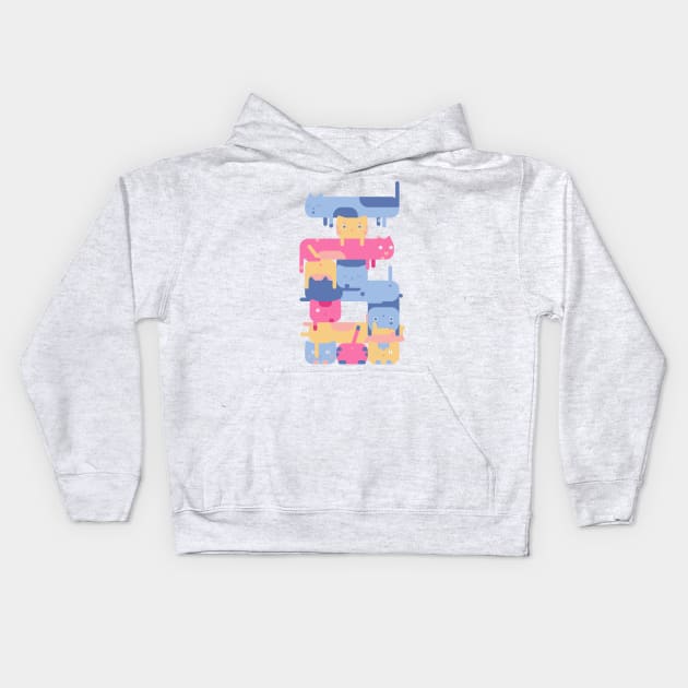 Stacked Cats Kids Hoodie by BadOdds